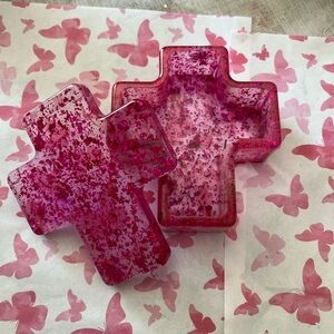 Pink Cross-Shaped Trinket Box